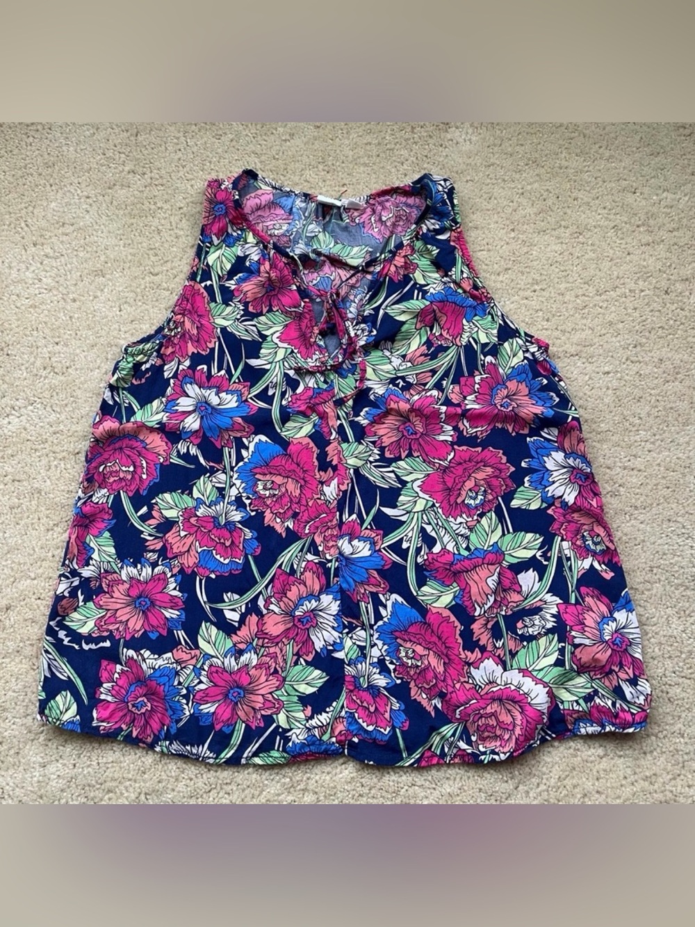 GAP Women’s Multicolor Floral Sleeveless Rayon Blouse - Size XS - VGUC